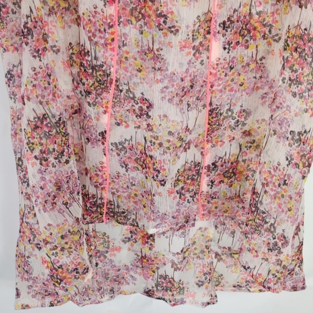American Rag Sheer Floral High Low Tank Top Pink Boho Flow Blouse Medium - Picture 4 of 4